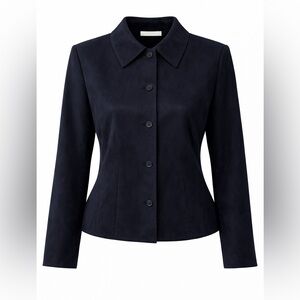 Talbots Petites Faux Suede‎ Jacket | Dark Navy Blue | Size 4P
